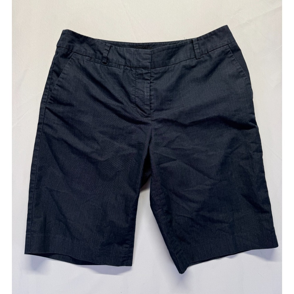 Talbots Perfect Bermuda Shorts Womens 6 Navy Blue 10.5" Inseam Cotton Stretch